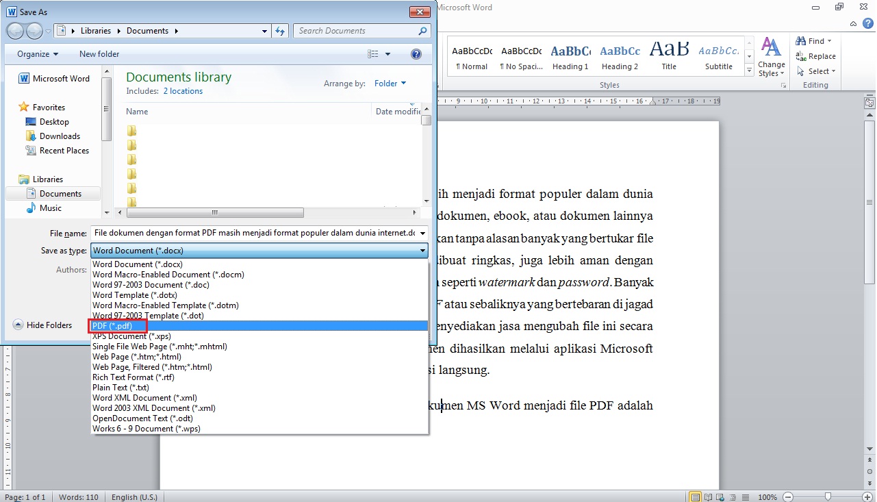 Cara Mengubah File Dokumen Word menjadi File PDF di Microsoft Word Cara Mengubah File Dokumen Word menjadi File PDF di Microsoft Word