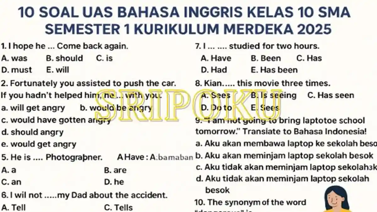 10 Soal UAS Bahasa Inggris Kelas 12 SMA Semester 1 Kurikulum Merdeka 10 Soal UAS Bahasa Inggris Kelas 12 SMA Semester 1 Kurikulum Merdeka
