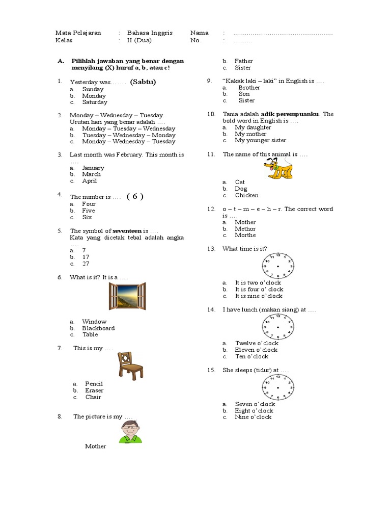Panduan Lengkap Download Soal B Inggris Kelas 2 SD Semester 2