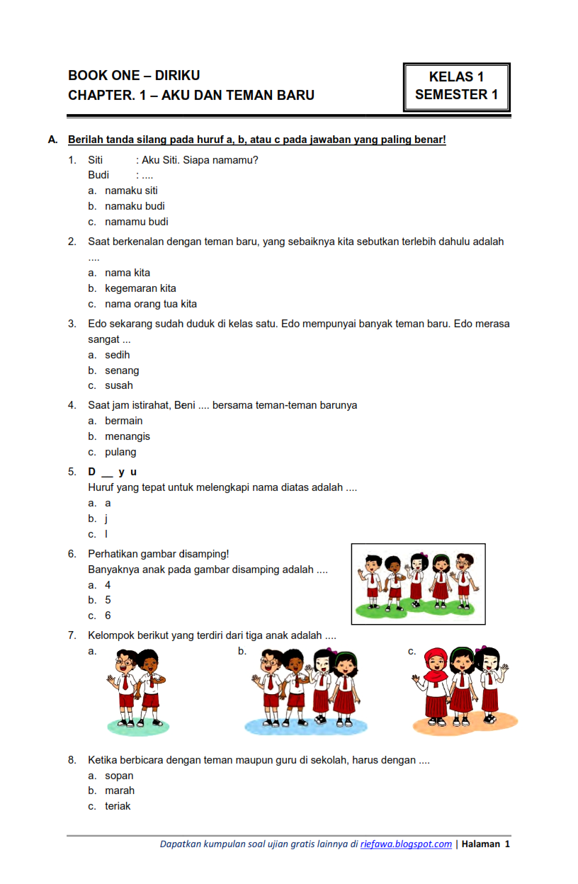 Akhirnya Terungkap 3 Fakta Mengejutkan di Balik Soal Ujian Semester 1 Kelas 1 SD