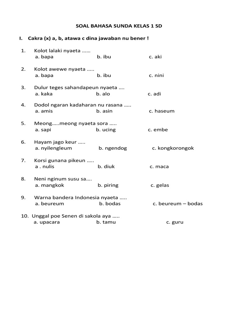 Ternyata Ini Soal UAS Bahasa Sunda Kelas 4 Semester 1 yang Paling Sering Keluar Ternyata Ini Soal UAS Bahasa Sunda Kelas 4 Semester 1 yang Paling Sering Keluar