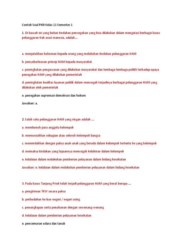 Soal PKN Kelas 11 Semester 1 PDF Soal PKN Kelas 11 Semester 1 PDF
