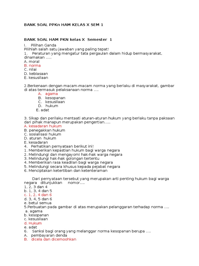5 Contoh Soal PKN SMK Kelas X Semester 1 yang Wajib Dikuasai Sebelum UTS Tahun 2026
