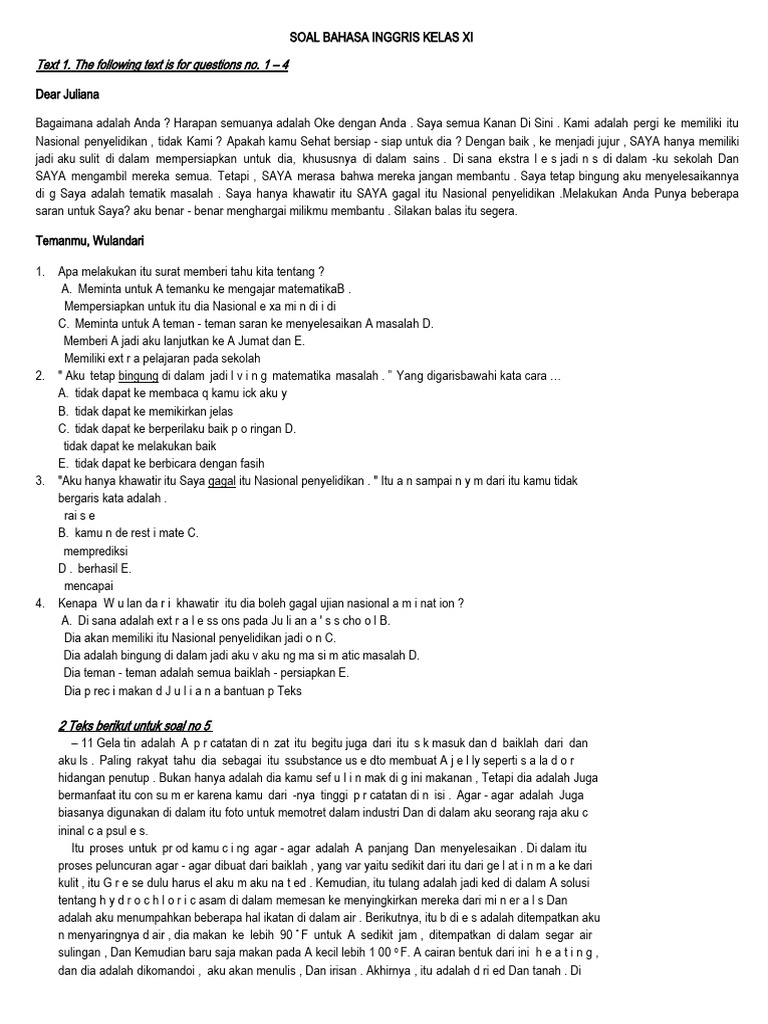 Soal Bahasa Inggris Kelas XI PDF