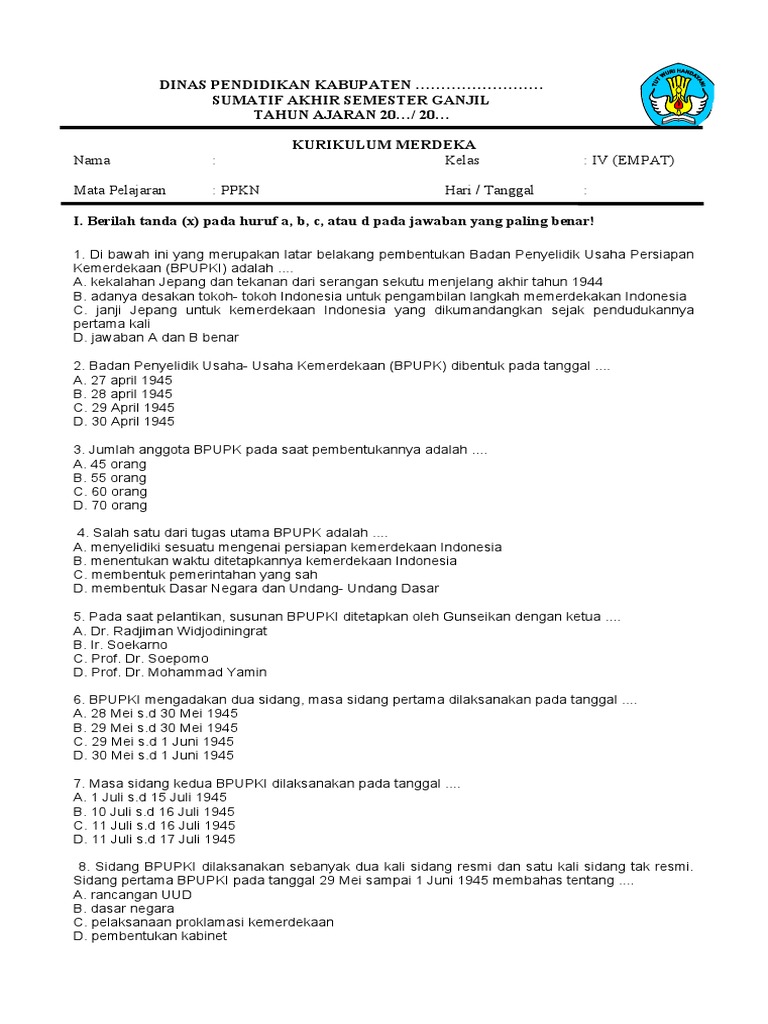 Soal PKN Kelas 4 PDF Soal PKN Kelas 4 PDF