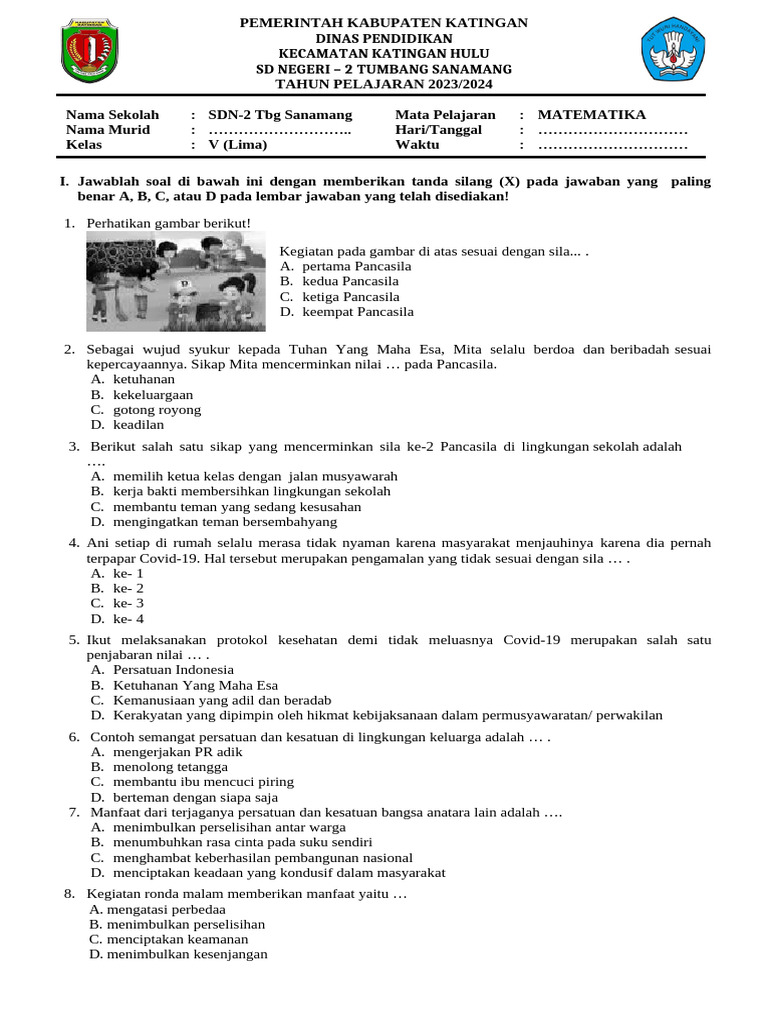 Akhirnya Tersedia! 10 Contoh Soal PKN Kelas 6 Semester 1 dan Kunci Jawaban 2026 Akhirnya Tersedia! 10 Contoh Soal PKN Kelas 6 Semester 1 dan Kunci Jawaban 2026