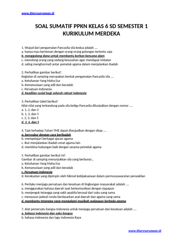 5 Contoh Soal PKN Mid Semester Kelas 6 SD Semester 1 yang Wajib Dikuasai Siswa 5 Contoh Soal PKN Mid Semester Kelas 6 SD Semester 1 yang Wajib Dikuasai Siswa