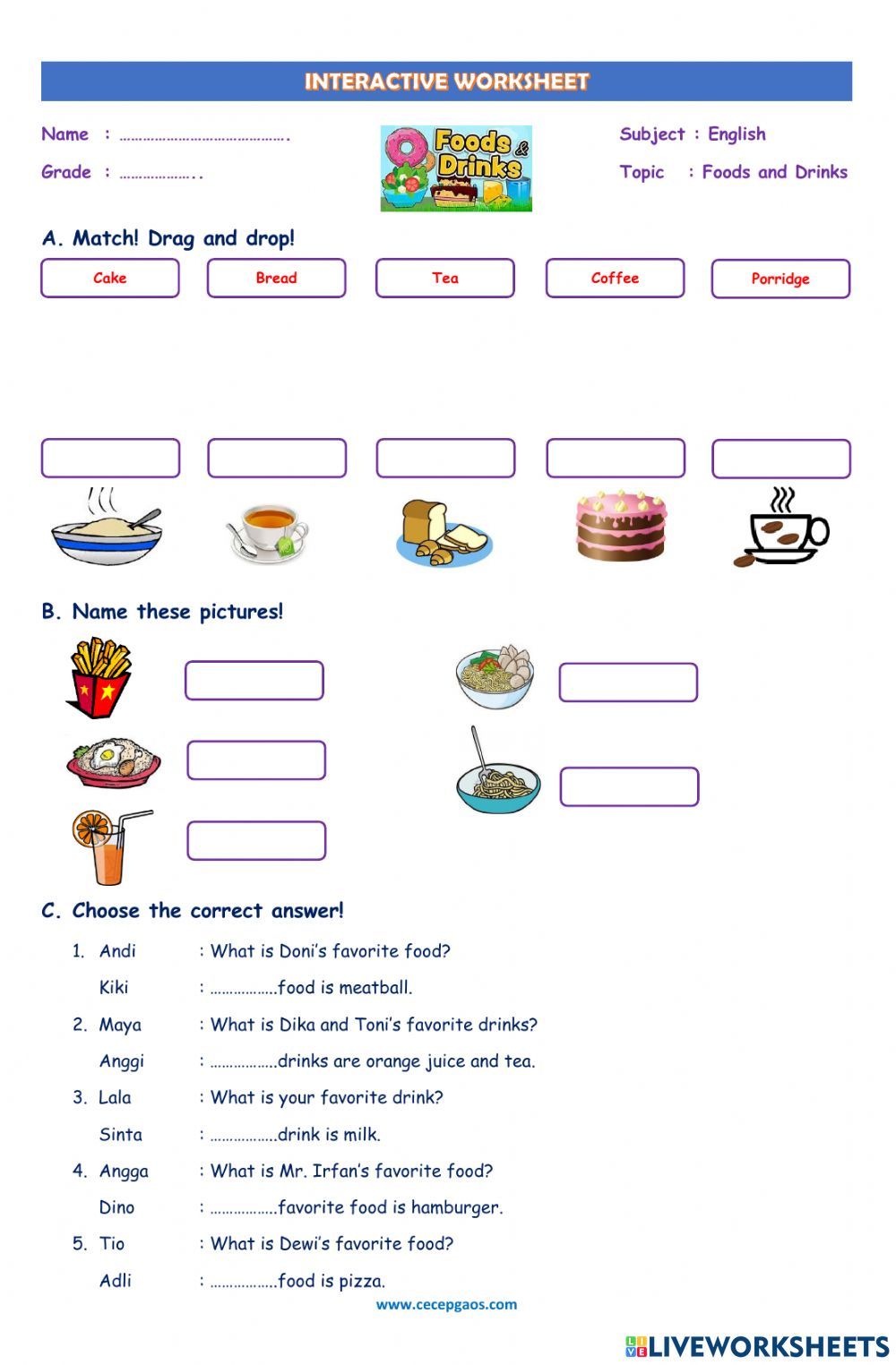 Latihan Seru Soal Bahasa Inggris Kelas 2 SD Tentang Makanan Agar Anak Cepat Mahir Latihan Seru Soal Bahasa Inggris Kelas 2 SD Tentang Makanan Agar Anak Cepat Mahir