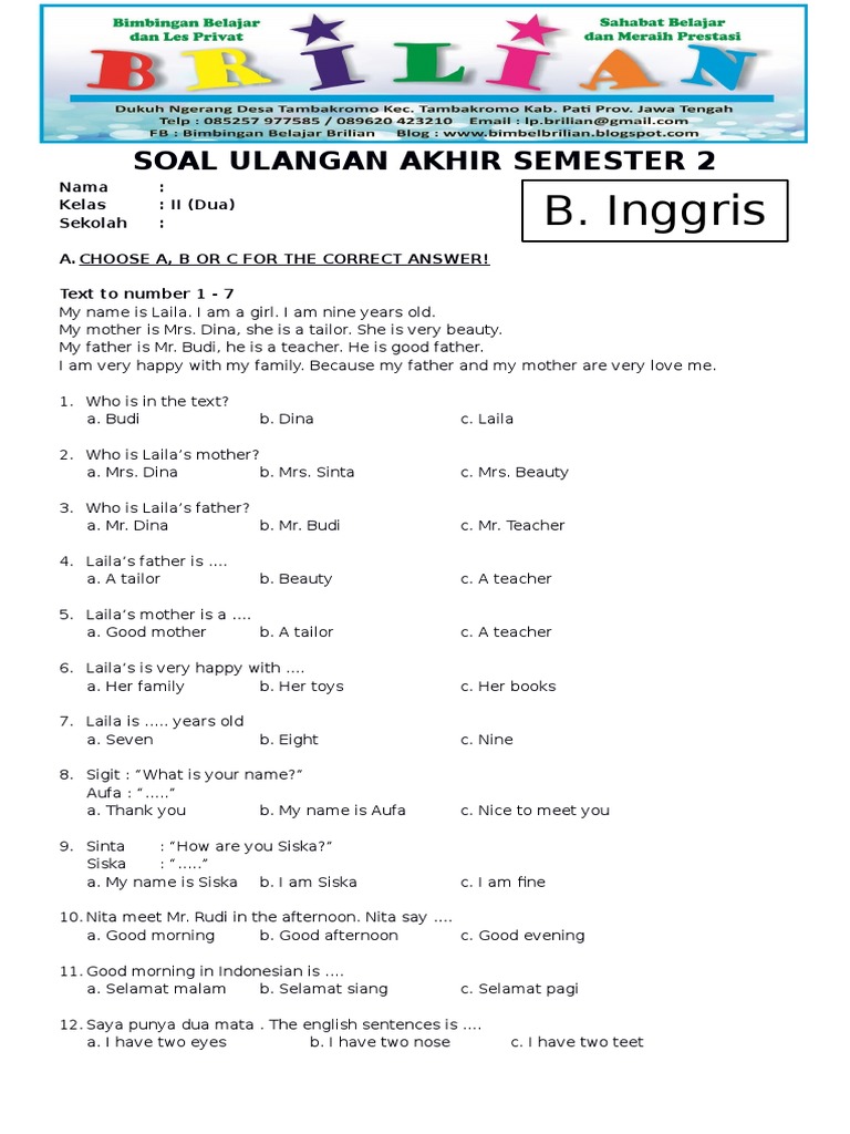 Rahasia Mahir Soal Bahasa Inggris Kelas 2 SD Tentang Introduce Agar Anak Makin Pintar Rahasia Mahir Soal Bahasa Inggris Kelas 2 SD Tentang Introduce Agar Anak Makin Pintar