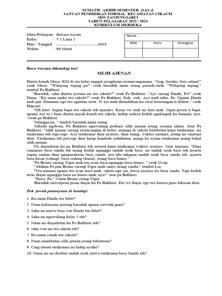 Rahasia Skor Sempurna Kerjakan Soal Bahasa Sunda Kelas 5 Semester 1 2017 Sekarang Rahasia Skor Sempurna Kerjakan Soal Bahasa Sunda Kelas 5 Semester 1 2017 Sekarang