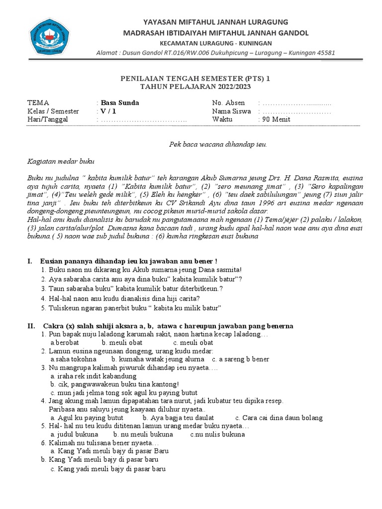 Rahasia Skor Sempurna Kerjakan Soal Bahasa Sunda Kelas 5 Semester 1 Sekarang Juga Rahasia Skor Sempurna Kerjakan Soal Bahasa Sunda Kelas 5 Semester 1 Sekarang Juga