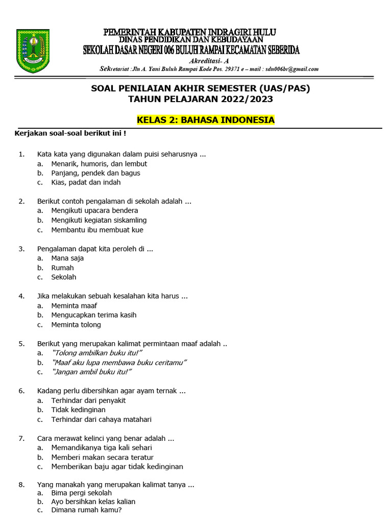 Wajib Tahu Link Download Soal Kelas 2 Pas K13 Terbaru untuk Persiapan Ujian Besok Wajib Tahu Link Download Soal Kelas 2 Pas K13 Terbaru untuk Persiapan Ujian Besok