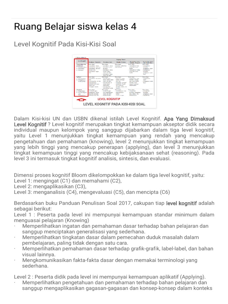 Wajib Tahu Rahasia Level Kognitif Pada Kisi-Kisi Soal K13 Kelas 4 Semester 2 Terbaru Wajib Tahu Rahasia Level Kognitif Pada Kisi-Kisi Soal K13 Kelas 4 Semester 2 Terbaru